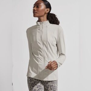 Varley Maywood Sili Beige Ribbed Panel Zip Up Athletic Jacket Size Medium